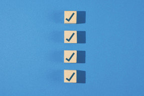Vertical check boxes on blue background